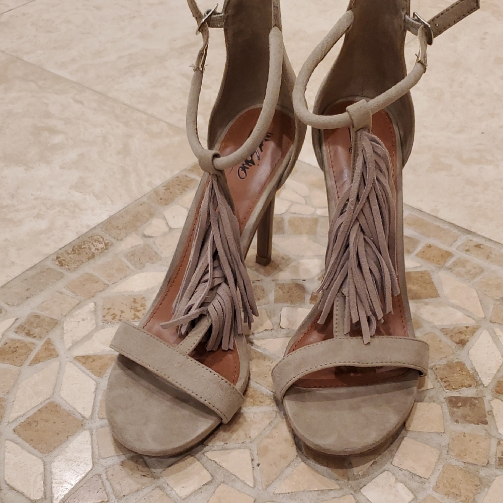 Mossimo Supply Co. Taupe Fringe Heels - Picture 2 of 4